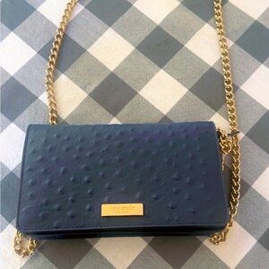 Kate Spade Navy Crossbody Bag with Gold Chain